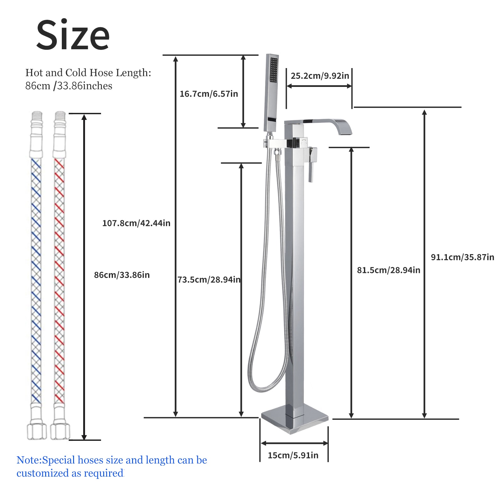 Freestanding Waterfall Bathtub Faucet With Hand Shower Chrome_voghion.com